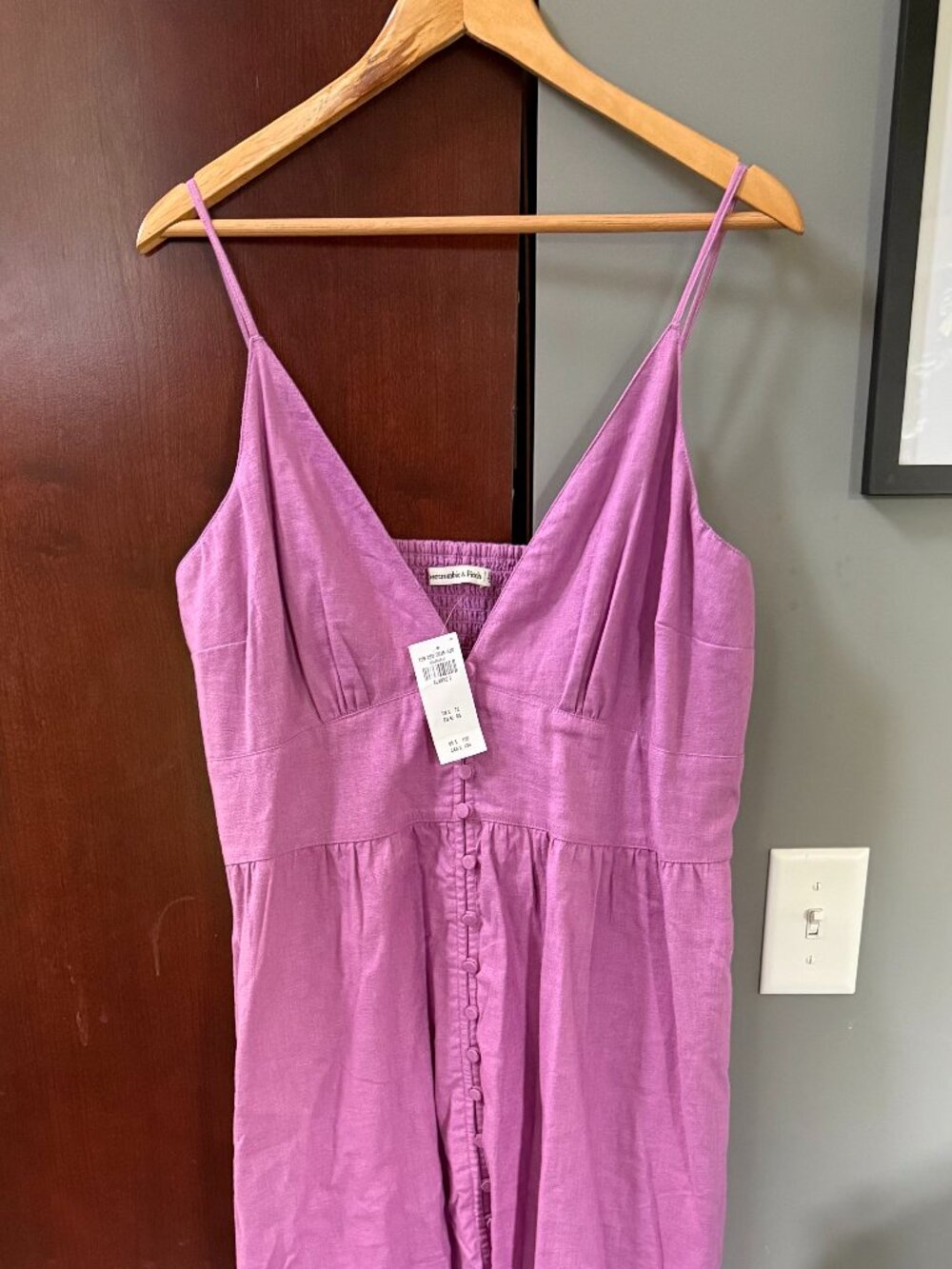 Abercrombie Linen-Blend Button-Through Maxi Dress